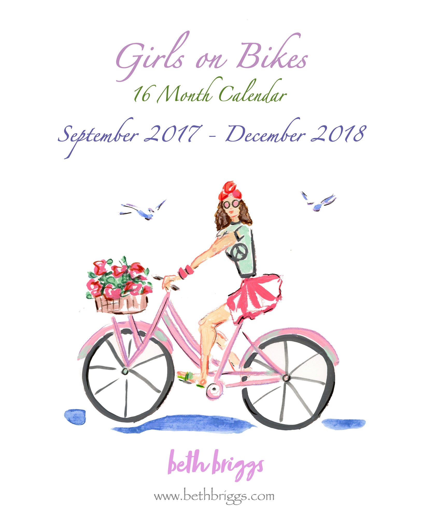 They'e back! 16 Month "Girls on Bikes" Back to School Calendars.....